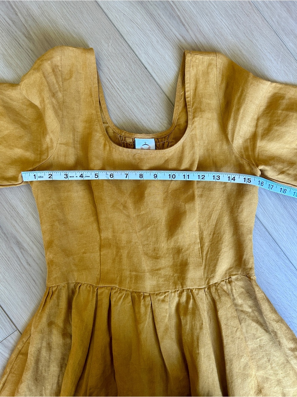 Son de Flor Mustard Linen carmen midi dress - Picture 3 of 6